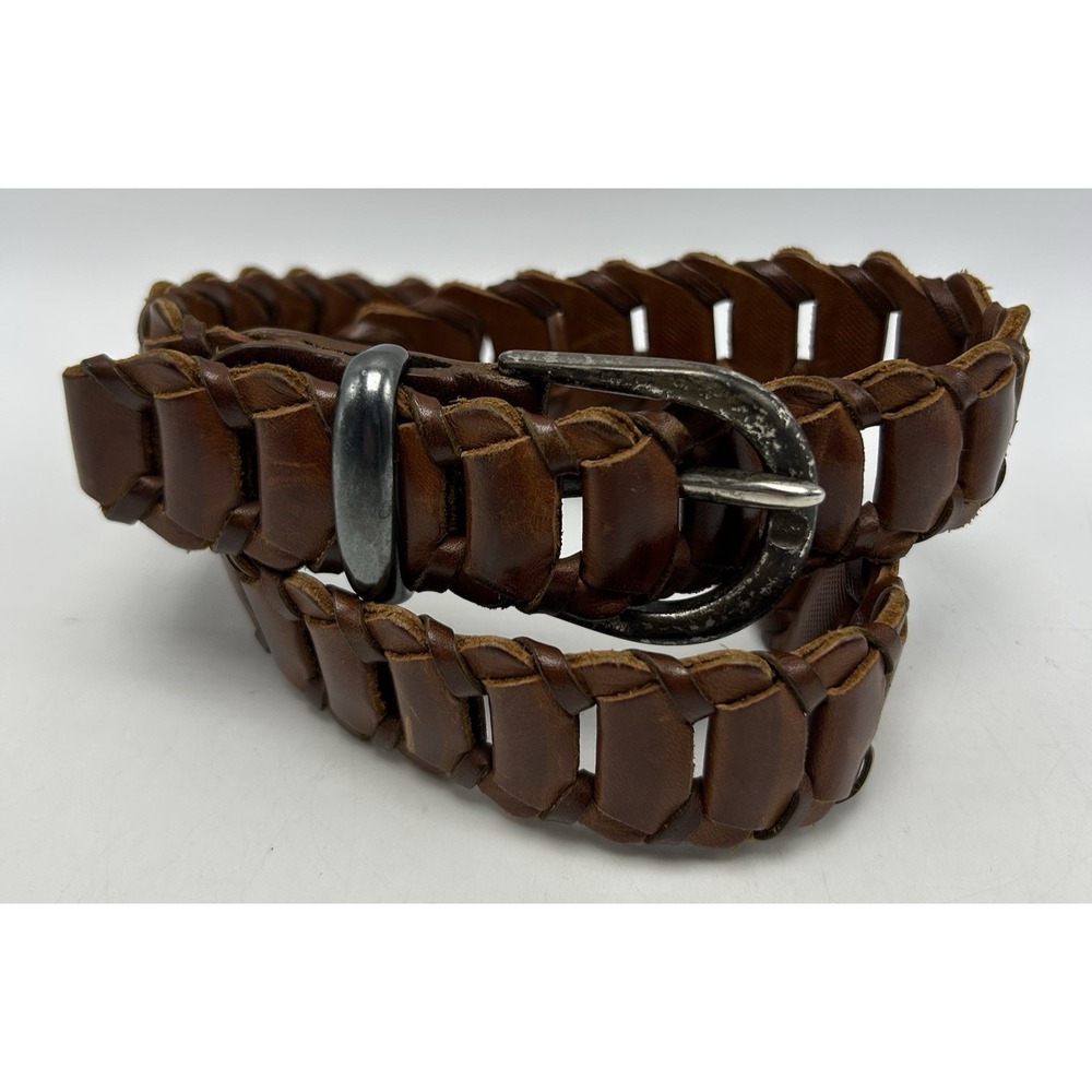 Vintage Another Line Belt Mens Small Brown Leather Made USA Hippie Y2K 80s 90s